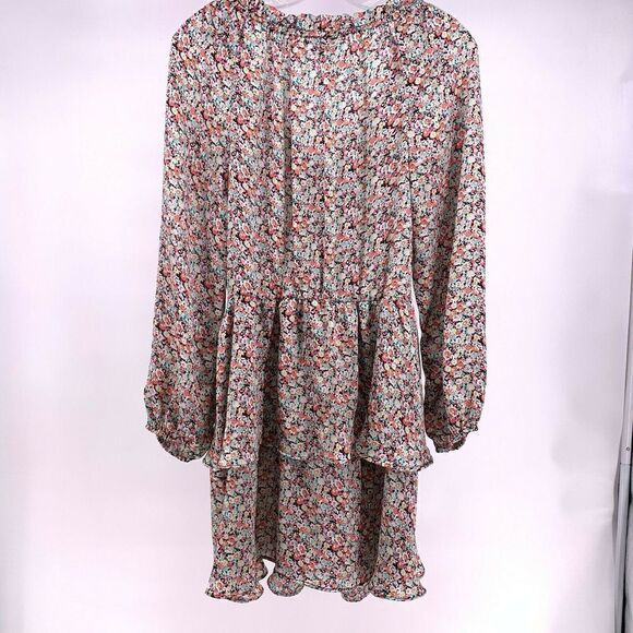 Floral Tiered Ruffle Balloon Sleeve Dress Size 7 - Picture 7 of 8